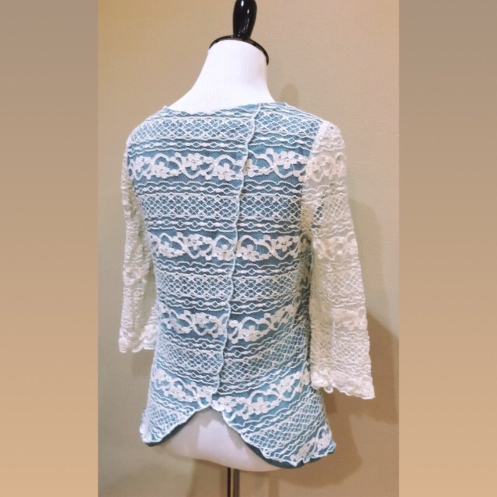 ModCloth Connie Toi Lace Overlay Blouse Top - Picture 5 of 5